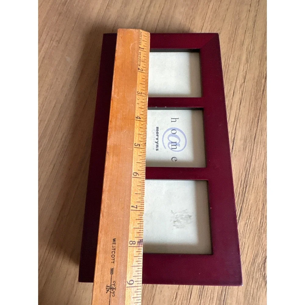Mervyns California Home Burgundy 3-Opening Collage Picture Frame 2.5 x 3.5 Photo